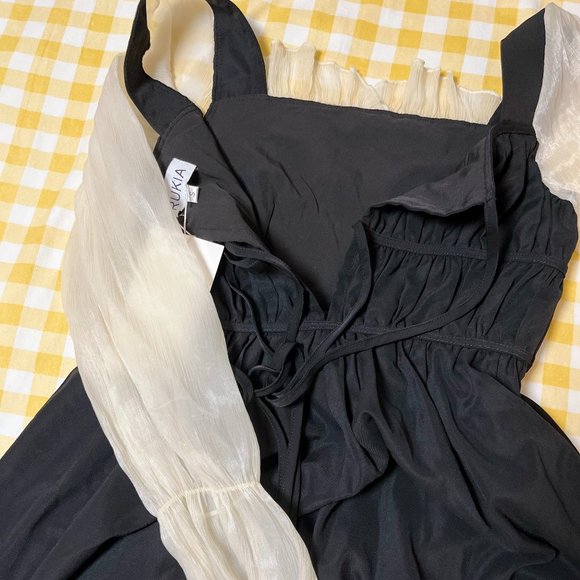 Japanese Style Back Ribbon Sheer Sleeve Dress US 2-4 [With Tag] - Picture 6 of 9